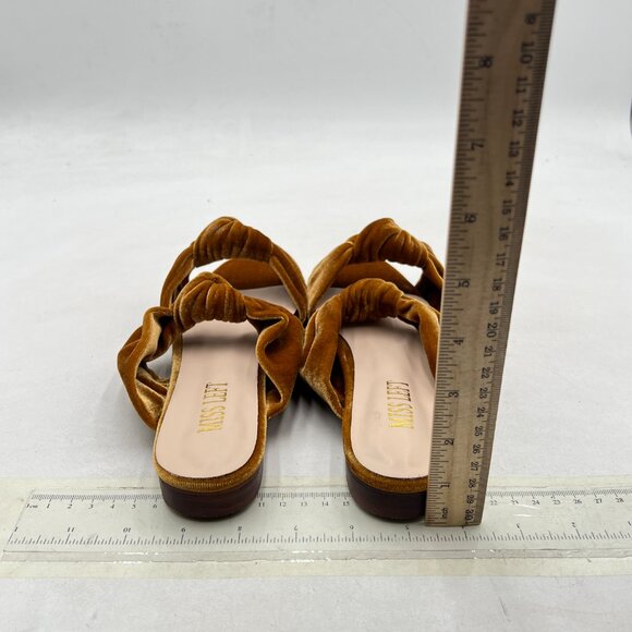 miss left Dark Olive Velvet Trendy Open Round Toe Two Knotted Straps Mules - Picture 5 of 8